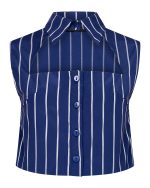 Cropped Striped Top with Collar - ST 0201 Dark Blue - Image 2