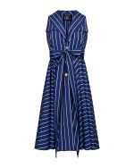 Striped Belted Midi Dress - ST 0207 Navy Blue - Image 2