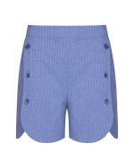 Pinstripe Button-Detail Tailored Shorts - ST - 0212 Blue - Image 2