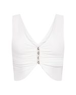 Minimal Draped Hook Top - ST - 0213 White
