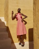 Ruffle Halter Midi Dress - SΤ 0218 Coral