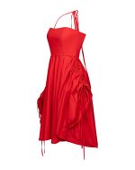 Off - Shoulder Sculpted Dress - ST 0224 Red - Image 3