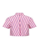 Crop Shirt with Tight Collar - ST 0227 Pink - Image 3