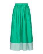 Flowing Midi Skirt with Striped Hem - ST 0233 Green
