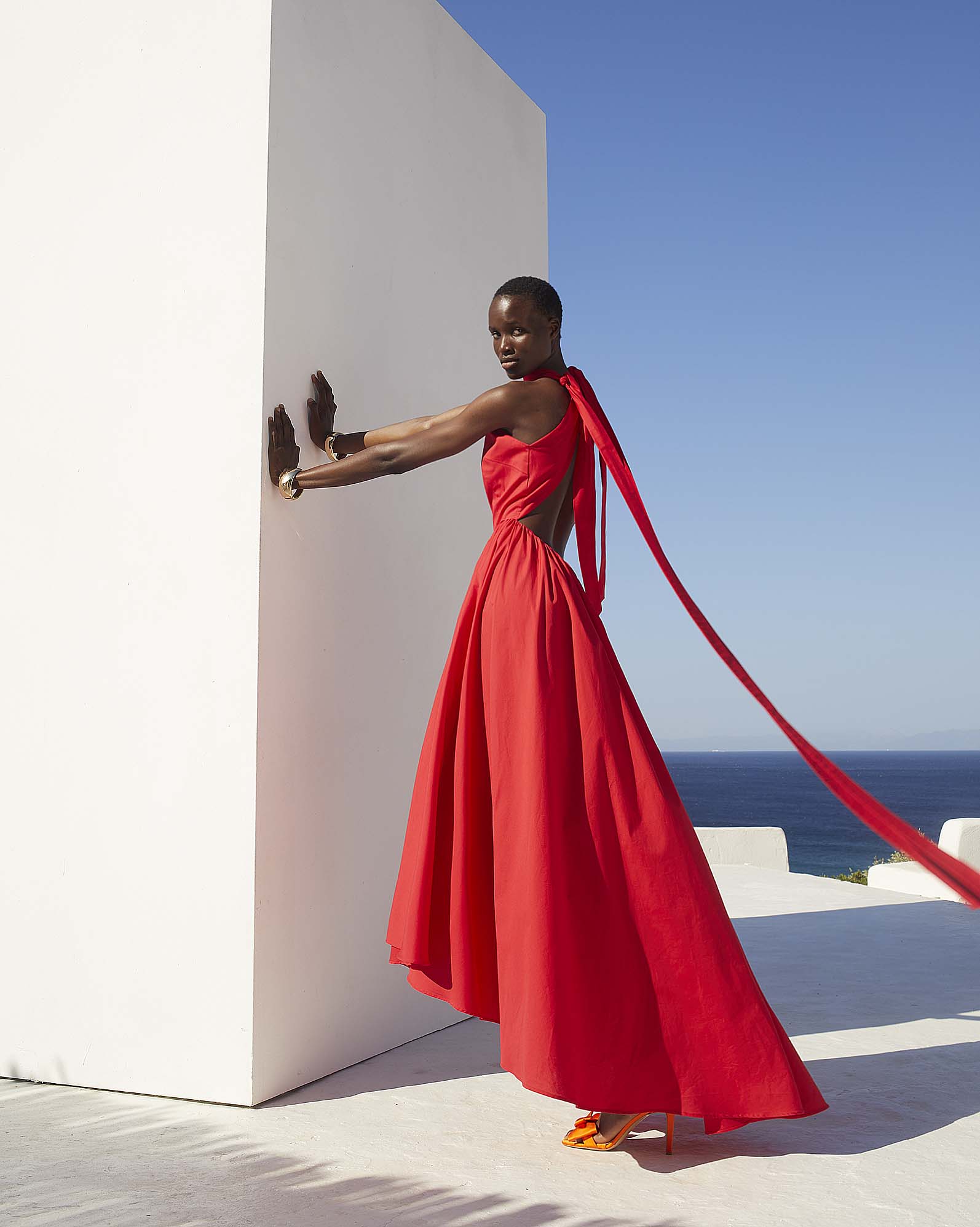 0235 Open - Back Statement Gown - ST 0235 Red - Image 1