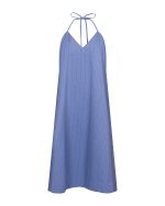 Open - Back Striped Midi Dress - ST 0238 Blue - Image 2