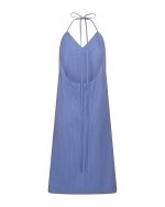 Open - Back Striped Midi Dress - ST 0238 Blue - Image 3
