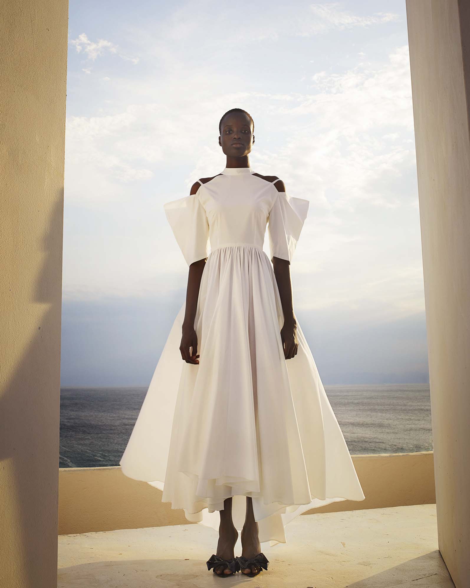 0244 Maxi Dress With Unique Sleeves - ST 0244 White - Image 1