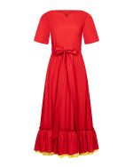 Maxi Double Color Volan Dress - ST 0248 Red - Image 2