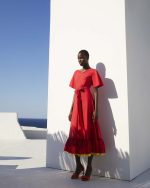 Maxi Double Color Volan Dress - ST 0248 Red