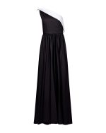 Double Color Flowly Dress - ST 0250 Black - Image 2