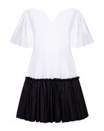 Contrast Ruffle Mini Dress - ST 0259 White - Black - Image 2
