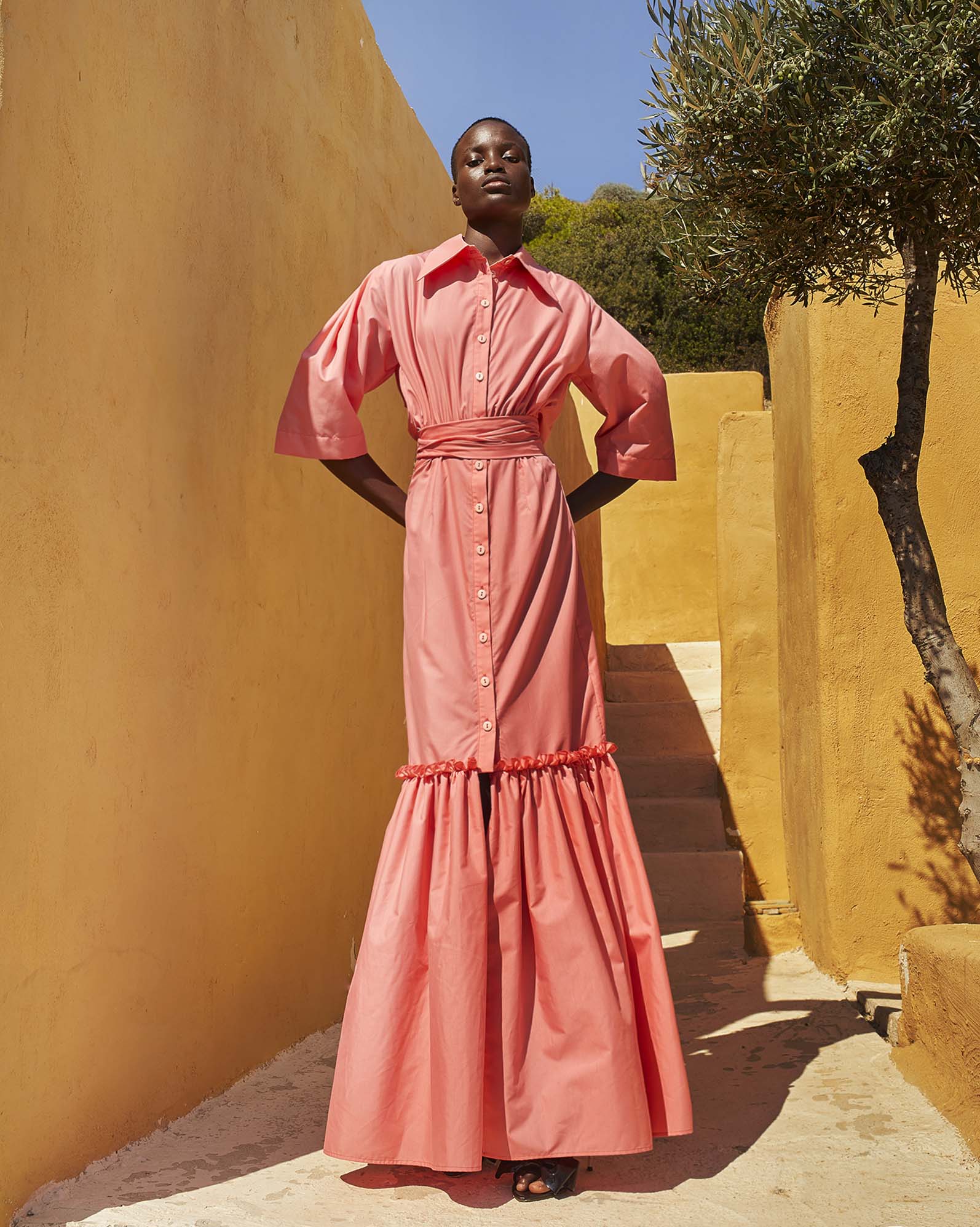 0262 Maxi Voluminous Dress - ST 0262 Coral - Image 1