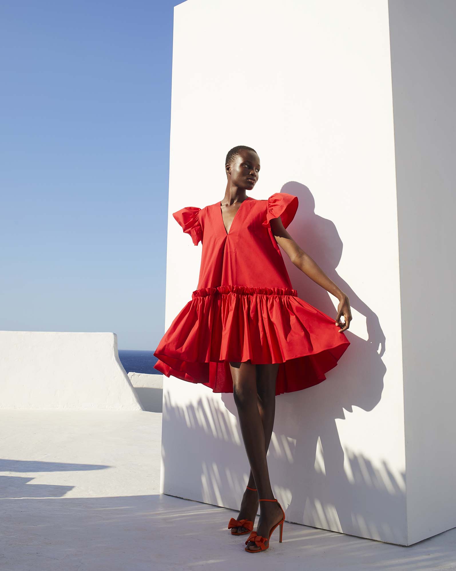 0264 Ruffled Volume Dress - ST 0264 Red - Image 1