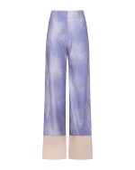 Double Color Wide - Leg Pants - ST 0268 Print Blue