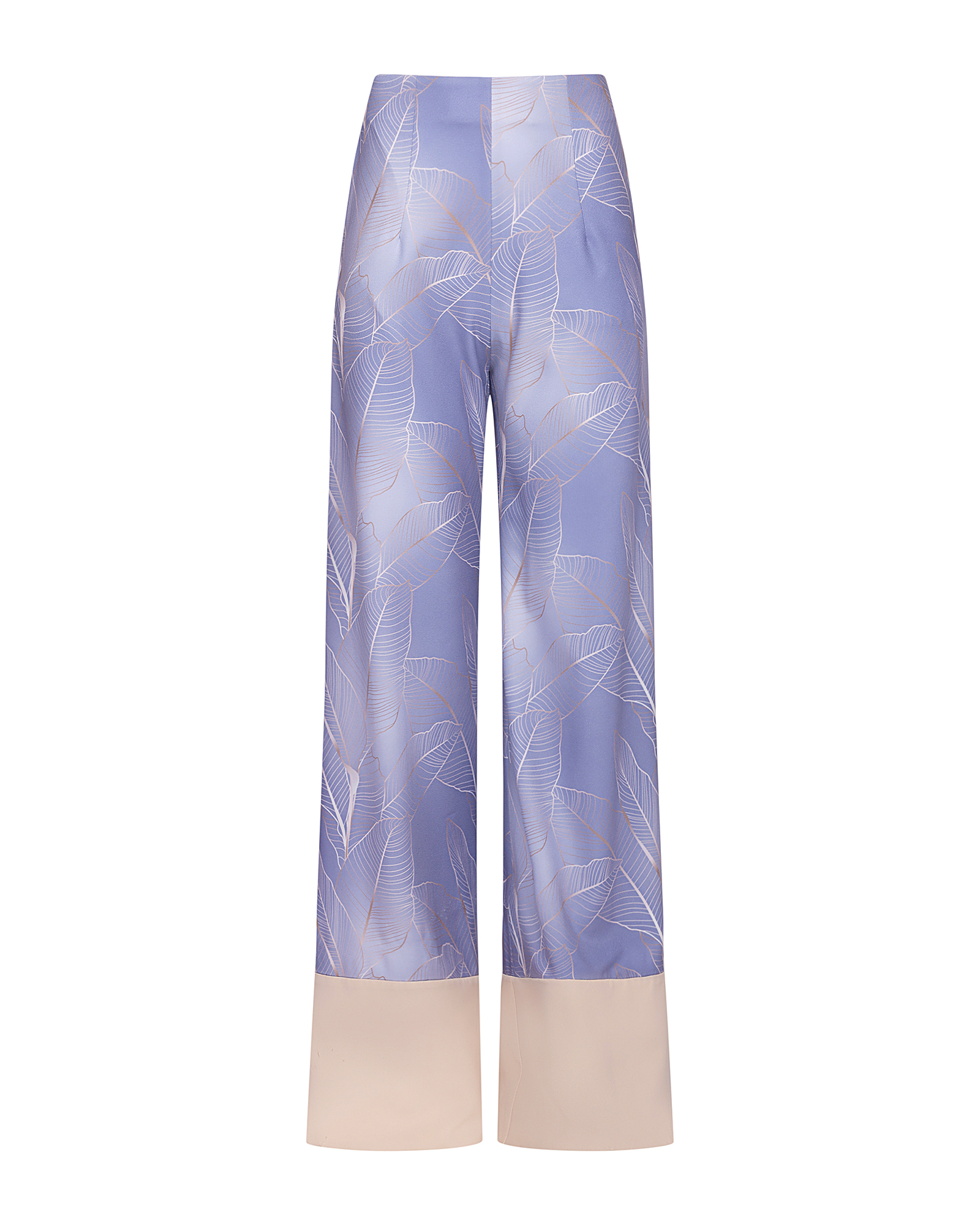 0268 Double Color Wide - Leg Pants - ST 0268 Print Blue - Image 1