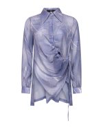 Draped Sheer Shirt - ST 0270 Print Blue
