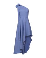Asymmetric Open - Back Dress - ST 0274 Blue - Image 2