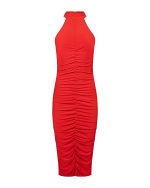 Ruched Halter Midi Dress - ST 0275 Red - Image 2