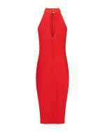 Ruched Halter Midi Dress - ST 0275 Red - Image 3