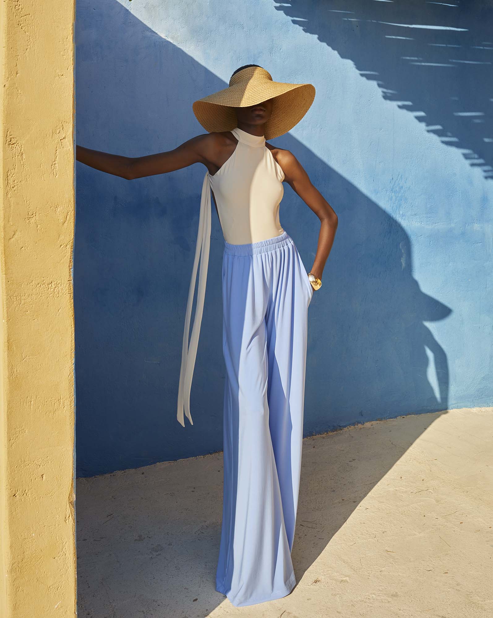 0278-0279 Fluid High - Waisted Pants - ST 0278 Baby Blue - Image 1