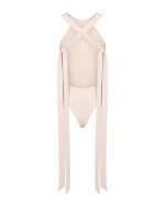 Open - Back Halter Bodysuit with Tie Straps - ST 0279 Nude - Image 3
