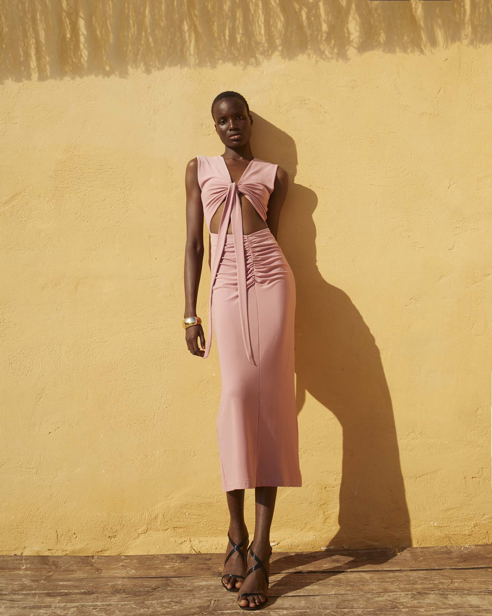 0280 Cut - Out Ruched Midi Dress - ST 0280 Rotten Apple - Image 1