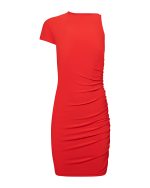 Draped Asymmetric Mini Dress - ST 0281 Red - Image 3