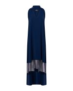 Sheer Panel Halter Maxi Dress - ST 0288 Navy Blue - Image 2