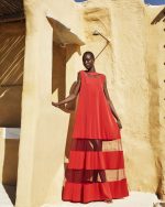 Sheer Panel Maxi Dress - ST 0289 Red