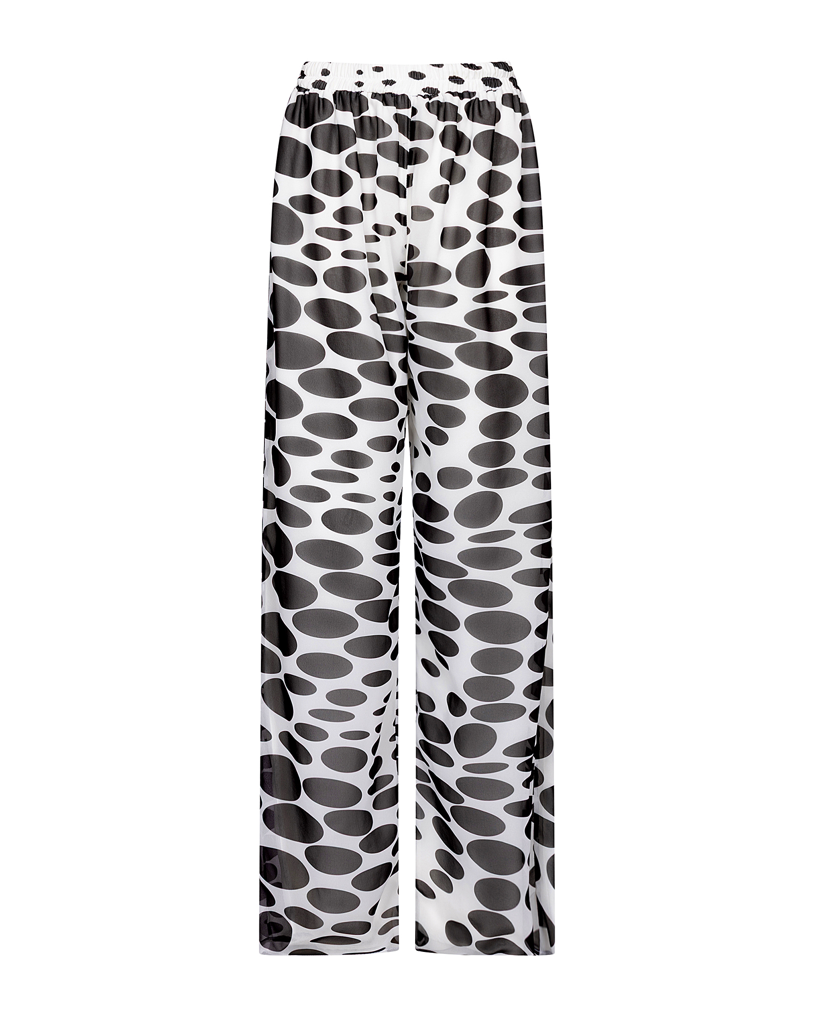 0308 Polka - Dot Wide - Leg Trousers - ST 0308 White - Image 1