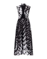 Polka - Dot Sleveless Midi Dress- ST 0310 Black - Image 2