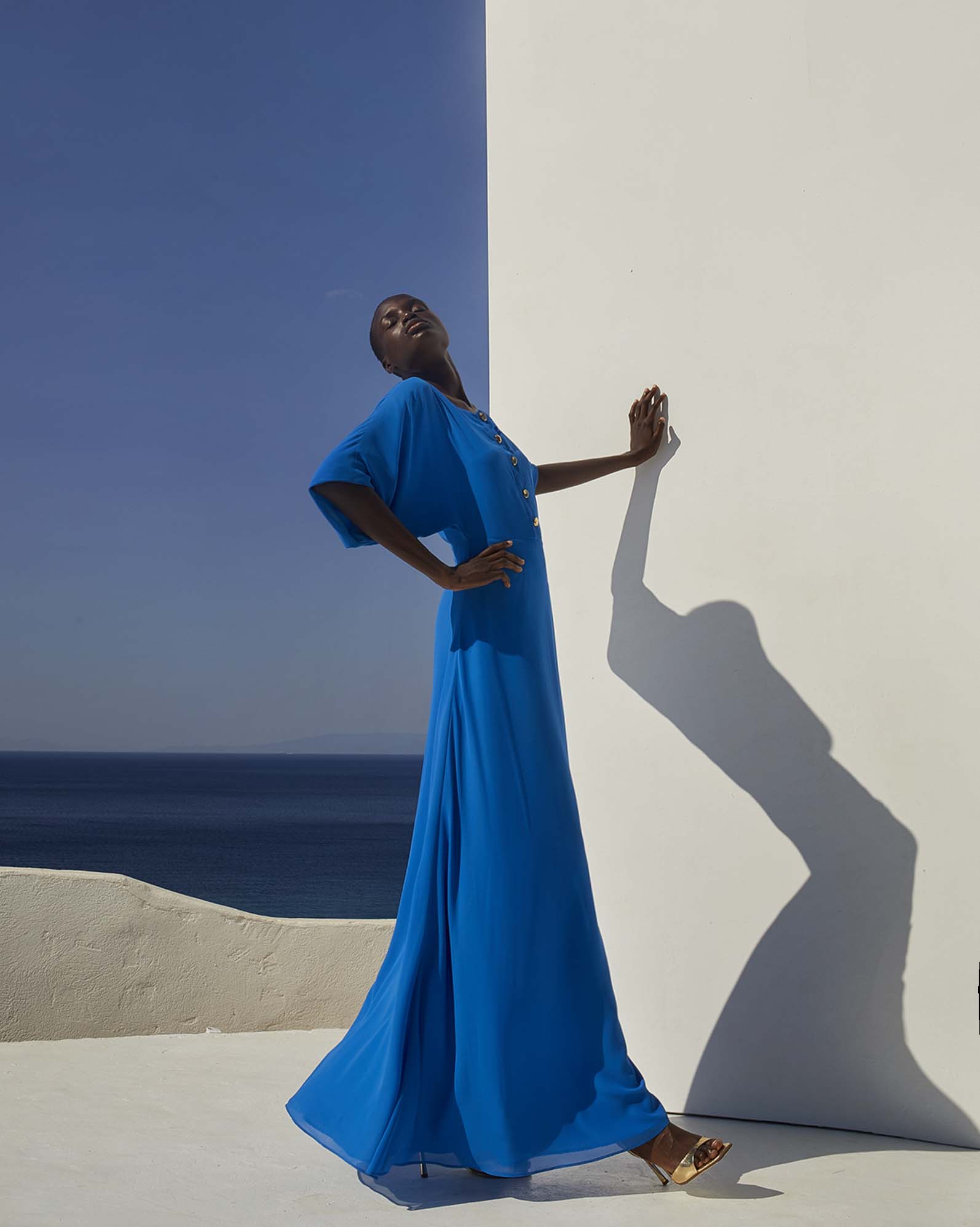 0315 Flowing Buttoned Maxi Dress - ST 0315 Blue - Image 1