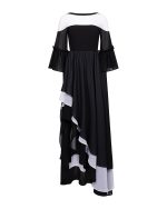Two - Tone Asymmetric Dress - ST 0324 Black - Image 2