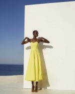 Strapless Sculptural Midi Dress - ST 0334 Yellow - Image 2