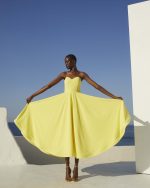 Strapless Sculptural Midi Dress - ST 0334 Yellow