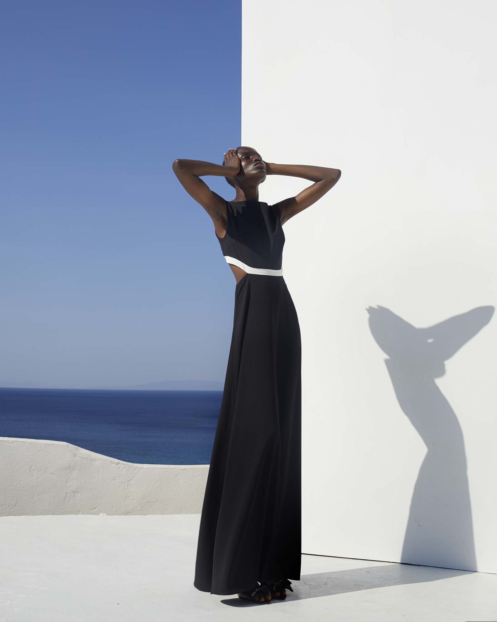 0335 Cut - Out Waist Maxi Dress - ST 0335 Black - Image 1