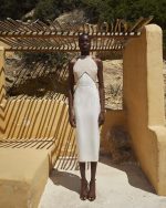 Halter Neck Midi Dress - ST 0336 Beige - Nude