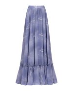 Flowing Tiered Maxi Skirt - ST 0338 Print Blue