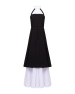 Halter - Neck Layered Maxi Dress - ST 0340 Black - Image 2