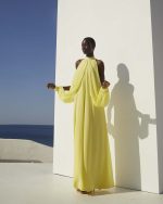 Halter Draped Maxi Dress - ST 0312 Yellow - Image 2