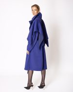 FW-015 | LONG BLUE COAT WITH CAPE-EFFECT DESIGN - Image 2