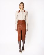 FW-018 | CONTRAST-COLLAR SHIRT WITH PUFF SLEEVES - Image 2