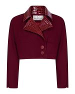 FW-002 | BURGUNDY CROC-EFFECT CROPPED JACKET - Image 2
