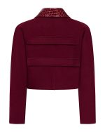 FW-002 | BURGUNDY CROC-EFFECT CROPPED JACKET - Image 3