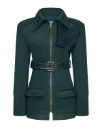 FW-004 | GREEN STRUCTURED JACKET WITH CROC-EFFECT DETAILS - Image 2