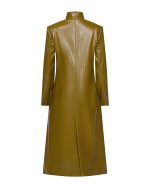 FW-006 | LONG OLIVE COAT WITH EMBOSSED WOVEN TEXTURE - Image 3