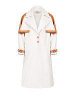 FW-007 | OFF-WHITE CAPE TRENCH COAT WITH CARAMEL DETAILS - Image 4