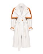 FW-007 | OFF-WHITE CAPE TRENCH COAT WITH CARAMEL DETAILS - Image 5