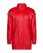 FW-008 | RED OVERSIZED LEATHER-EFFECT JACKET - Image 4